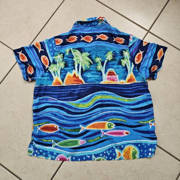 Jams World Island Fish Womens XL Hawaiian Vintage Made In Hawaii Button Down - Picture 6 of 8